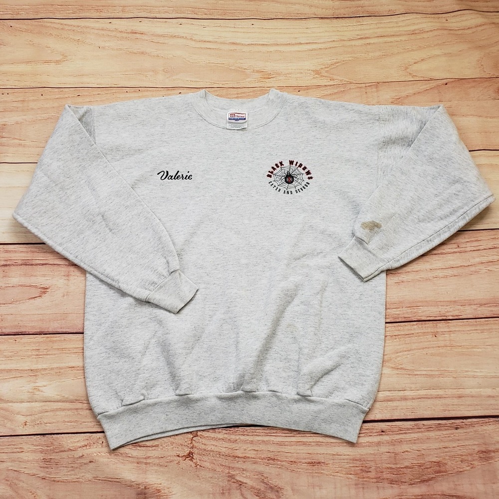 Hanes Sweatshirt‎ Mens Medium Gray Black Widows Catch And Devour Baseball